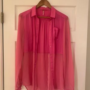 Hot Pink free people polyester top